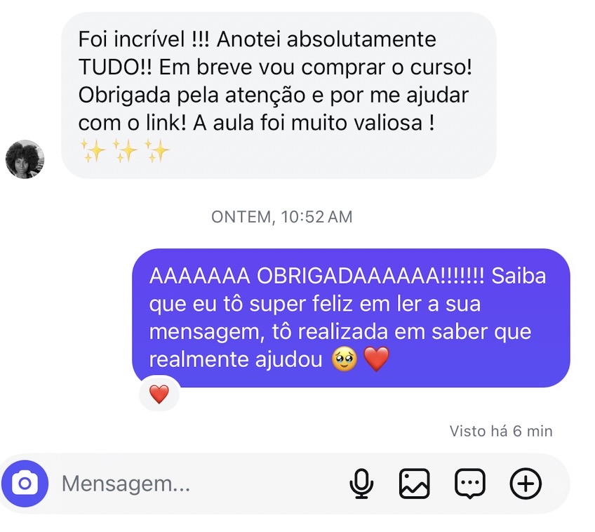 Mensagem de aluna 5